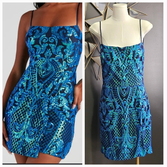 Windsor Kaylie Sequined Short Party Dress - Picture 1 of 10